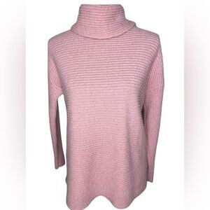 J Crew Factory Sweater Pullover Horizontal Cable Knit Cowl Neck Pink Small